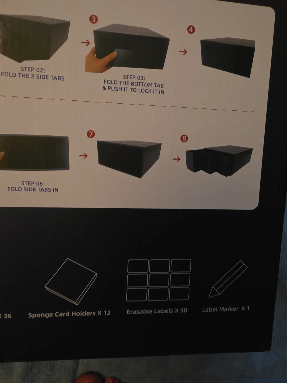 Black Card Storage Box - 12-Drawer Card Organizer